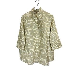Tuckernuck Tunic Blouse Women Medium Zebra Linen Blend Granny Core Oversize